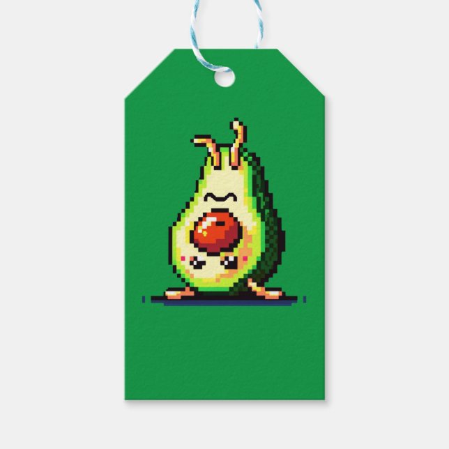 Upside-Down Avocado - Funny Pixel Art Food Design Geschenkanhänger (Vorderseite)