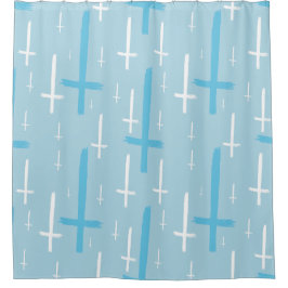 upside down inverted cross pastel blue duschvorhang