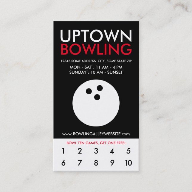Uptown-Bowlingsloyalität Treuekarte (Vorderseite)
