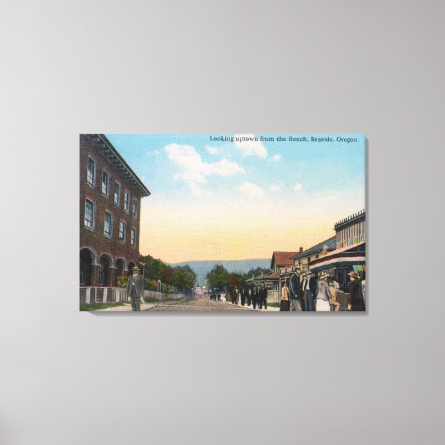 Uptown View vom StrandSeaside, OR Leinwanddruck (Vorderseite)