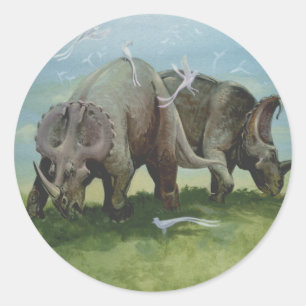 Uralte Dinosaurier, Centrosaurus grast auf einer W Runder Aufkleber