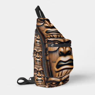 Uralte Wächter: Tiki-Holzkunst Crossbody Bag