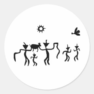 uraltes Idol Geoglyph-Symbol Petroglyph amerindian Runder Aufkleber