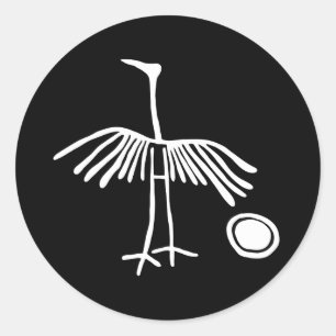 uraltes Vogelsonnenidol Geoglyph-Symbol Petroglypa Runder Aufkleber
