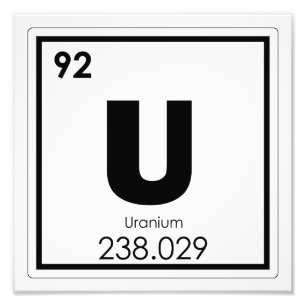 Uran Symbolchemieformel des chemischen Elements Fotodruck