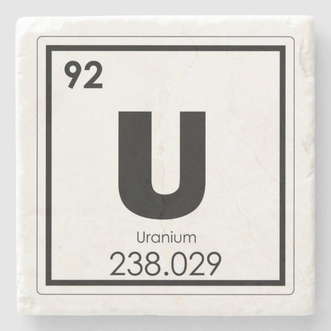 Uran Symbolchemieformel des chemischen Elements Steinuntersetzer (Vorderseite)