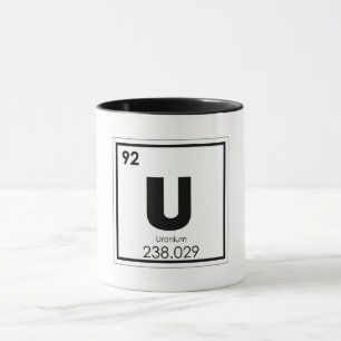Uran Symbolchemieformel des chemischen Elements Tasse