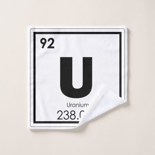 Uran Symbolchemieformel des chemischen Elements Waschlappen (Waschlappen)