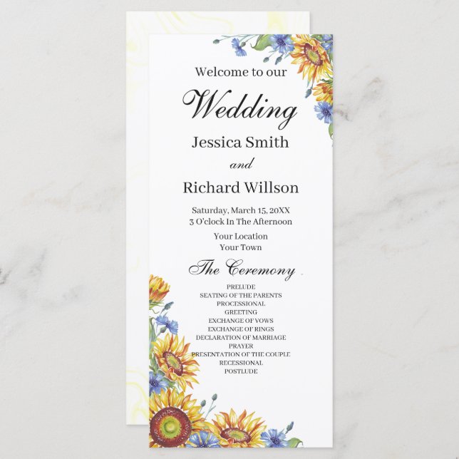 Uranfarbenhochzeitsprogramm (Vorne/Hinten)