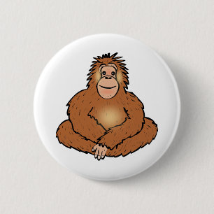 Urangutan Sitzen, lustige Tierkunst Button