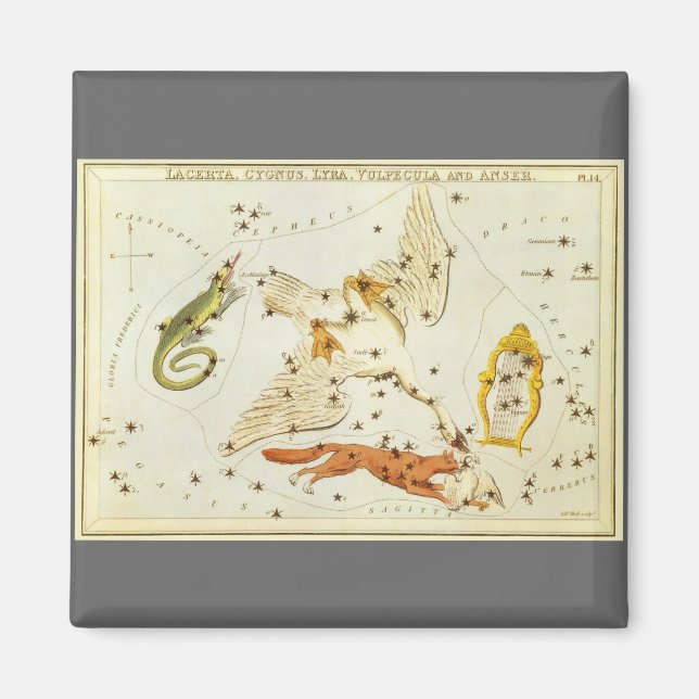 Urania-Spiegel, Vintage Astronomie-Himmelskarte Magnet (Vorne)