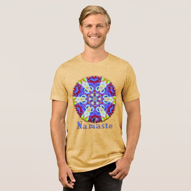 Uranian Namaste Kaleidoscope Tri-Blend Shirt (Vorderseite voll)