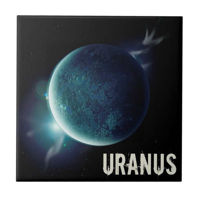 Uranus blauer Planet 3D-Universum-Darstellung Fliese (Vorderseite)