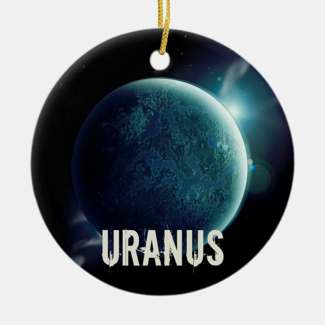 Uranus blauer Planet 3D-Universum-Darstellung Keramik Ornament (Vorne)