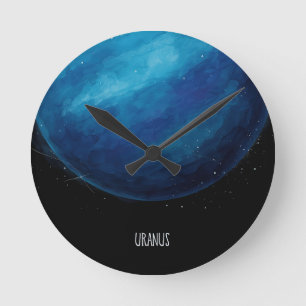 Uranus Planet Artwork - Cosmic Space Illustration Runde Wanduhr
