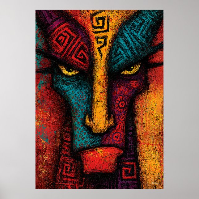 Urarchetyp Gesicht Abstrakt Kunst – Expressionismu Poster (Vorne)