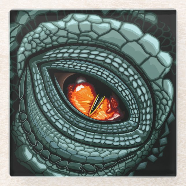 Urauge Reptilien-Räuber Glasuntersetzer (Vorderseite)