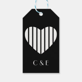 Urba Script Monogram Herz auf schwarz Geschenkanhänger