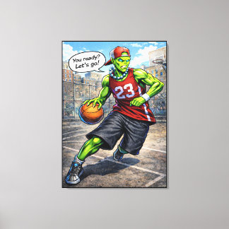 Urban Alien Basketball Player - Comic Style Art Leinwanddruck