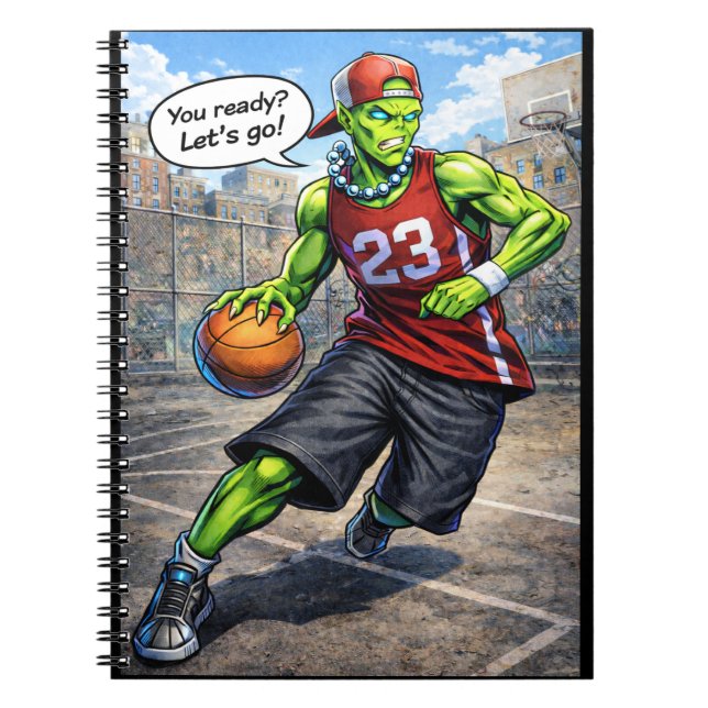 Urban Alien Basketball Player - Comic Style Art Notizblock (Vorderseite)