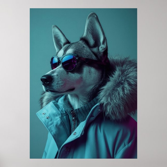 Urban Arctic Style Husky Portrait Poster (Vorne)