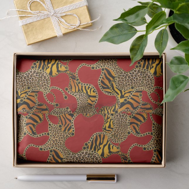 Urban Baroque Gold Chains Animal Print Seidenpapier (Geschenk)