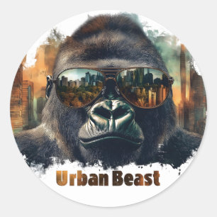 Urban Beast Gorilla mit Sonnenbrille Runder Aufkleber