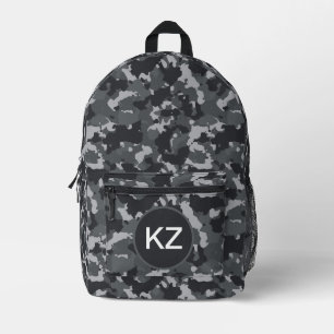 Urban Black Gray Camouflage Camouflage Initials Bedruckter Rucksack