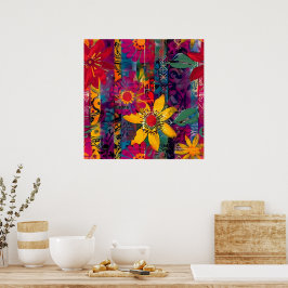 Urban Bloom Vivid Graffiti Blume Explosio Poster