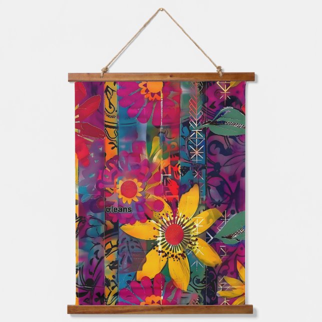 Urban Bloom Vivid Graffiti Blume Explosio Poster Wandteppich Mit Holzrahmen (Vorderseite)