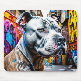 Urban Brindle Pitbull City Graffiti Street Art Mousepad