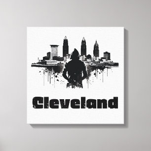 Urban Cleveland Skyline Premium Leinwand Art