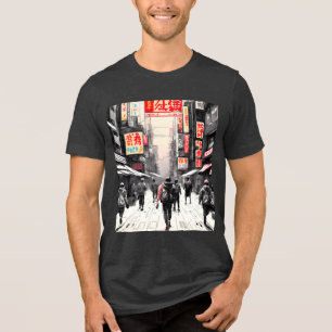 Urban Cyberpunk Vibes - Japanische Street Art Tri-Blend Shirt