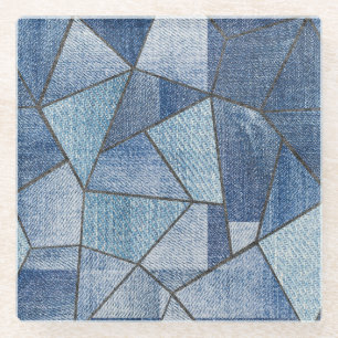 Urban Denim: Distressed Patchwork-Design Glasuntersetzer