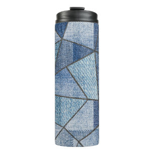 Urban Denim: Distressed Patchwork-Design Thermosbecher