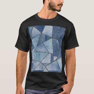 Urban Denim: gestörtes Patchwork-Design T-Shirt
