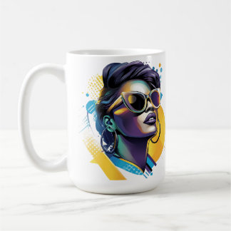 Urban Diva - Bold Vector Portrait von Retro Glamou Kaffeetasse