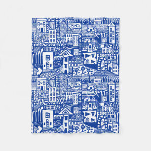 Urban Dream - Navy Blue und White Fleecedecke