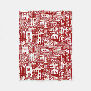 Urban Dream - Ruby Red und White Fleecedecke