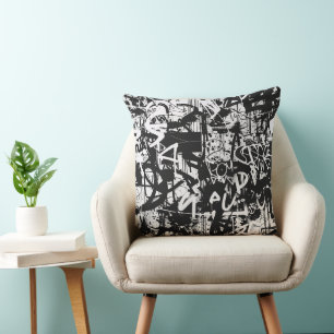 Urban Edge Black und White Graffiti-Kissen Kissen