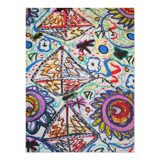 Urban Edgy Abstract Graffiti Poster | Tag Angels (Vorderseite)