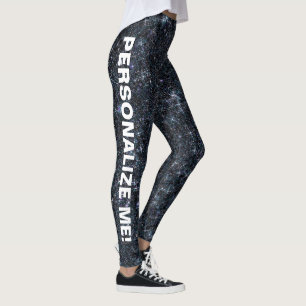 Urban Fantasy Black Silver Glitzer CUSTOM TEXT Leggings