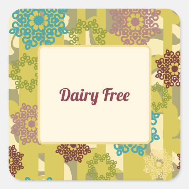 Urban Floral Dairy Free Dietary Requirement  Quadratischer Aufkleber (Vorderseite)