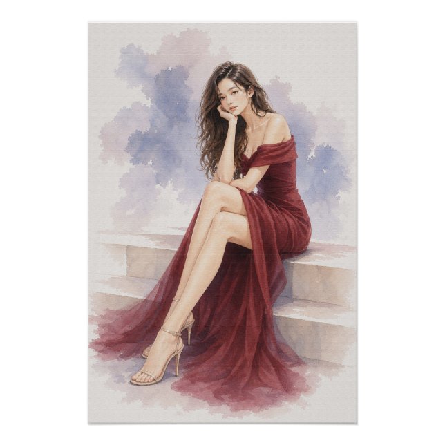 URBAN FLUID ELEGANCE — Crimson Harmony Poster (Vorderseite)