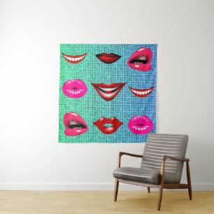 Urban Funky Angesagte Cool Lips Muster Wandteppich