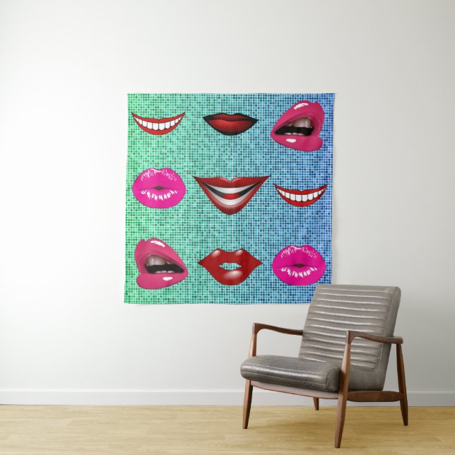 Urban Funky Angesagte Cool Lips Muster Wandteppich (Beispiel)