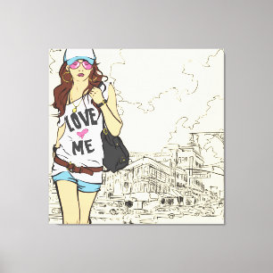 Urban Girl Wrapped Canvas Leinwanddruck