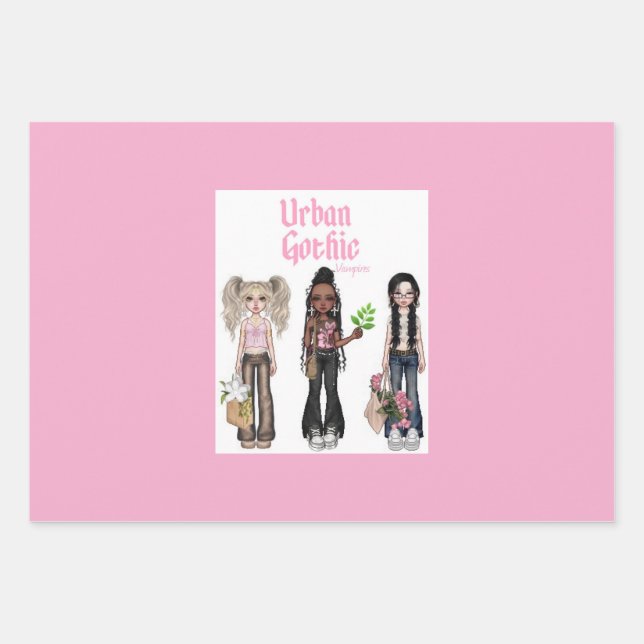 Urban Gothic Vampires Gift Wrap 11 Geschenkpapier Set (Vorderseite)