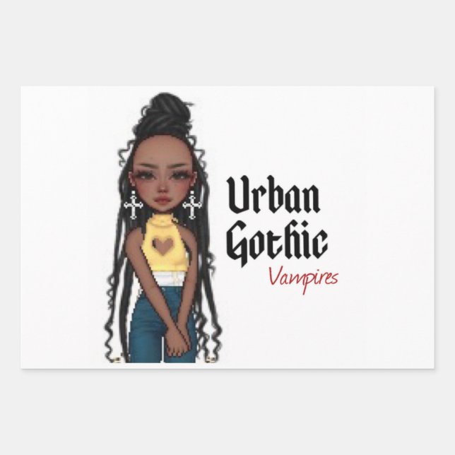 Urban Gothic Vampires Gift Wrap 3 Geschenkpapier Set (Vorderseite)