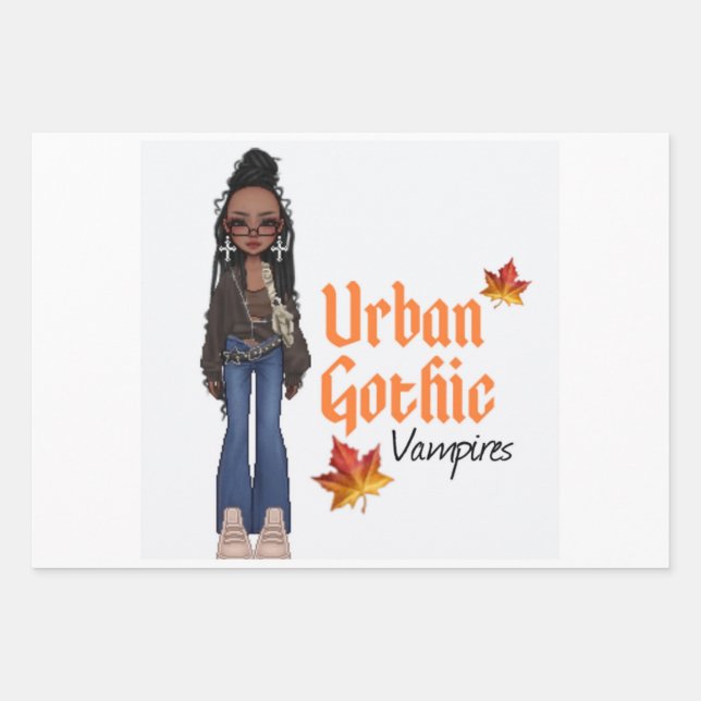 Urban Gothic Vampires Gift Wrap 6 Geschenkpapier Set (Vorderseite)